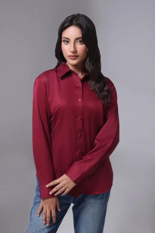 The Bordeaux Satin Shirt My Store