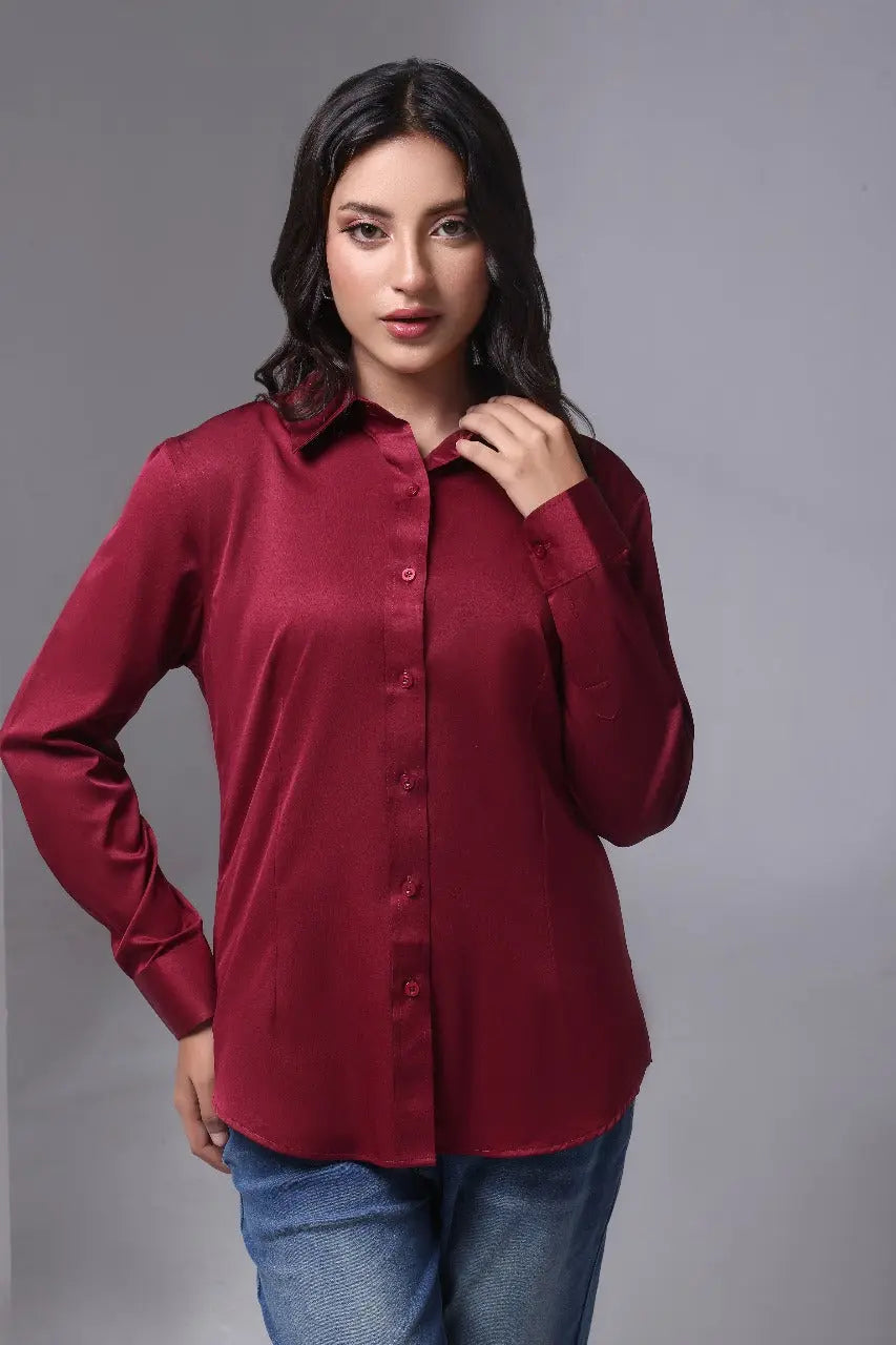 The Bordeaux Satin Shirt My Store