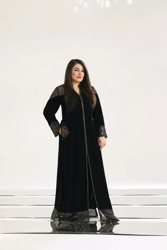 Velvet Open-Front Gown 