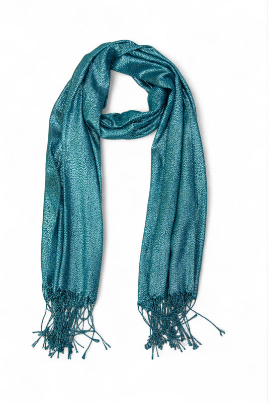 Teal Silken Drape Scarf 
