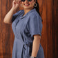 The Slate Blue Linen Shirt Dress