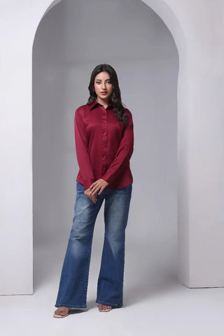 The Bordeaux Satin Formal Shirt